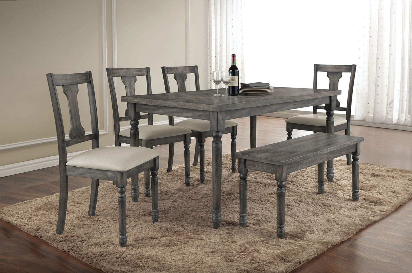 Acme Furniture Wallace Bench in Weathered Gray 71438 ACME East