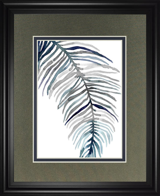 34x40 Blue Feathered Palm II By Emma Scarvey - Dark Gray Classy Art