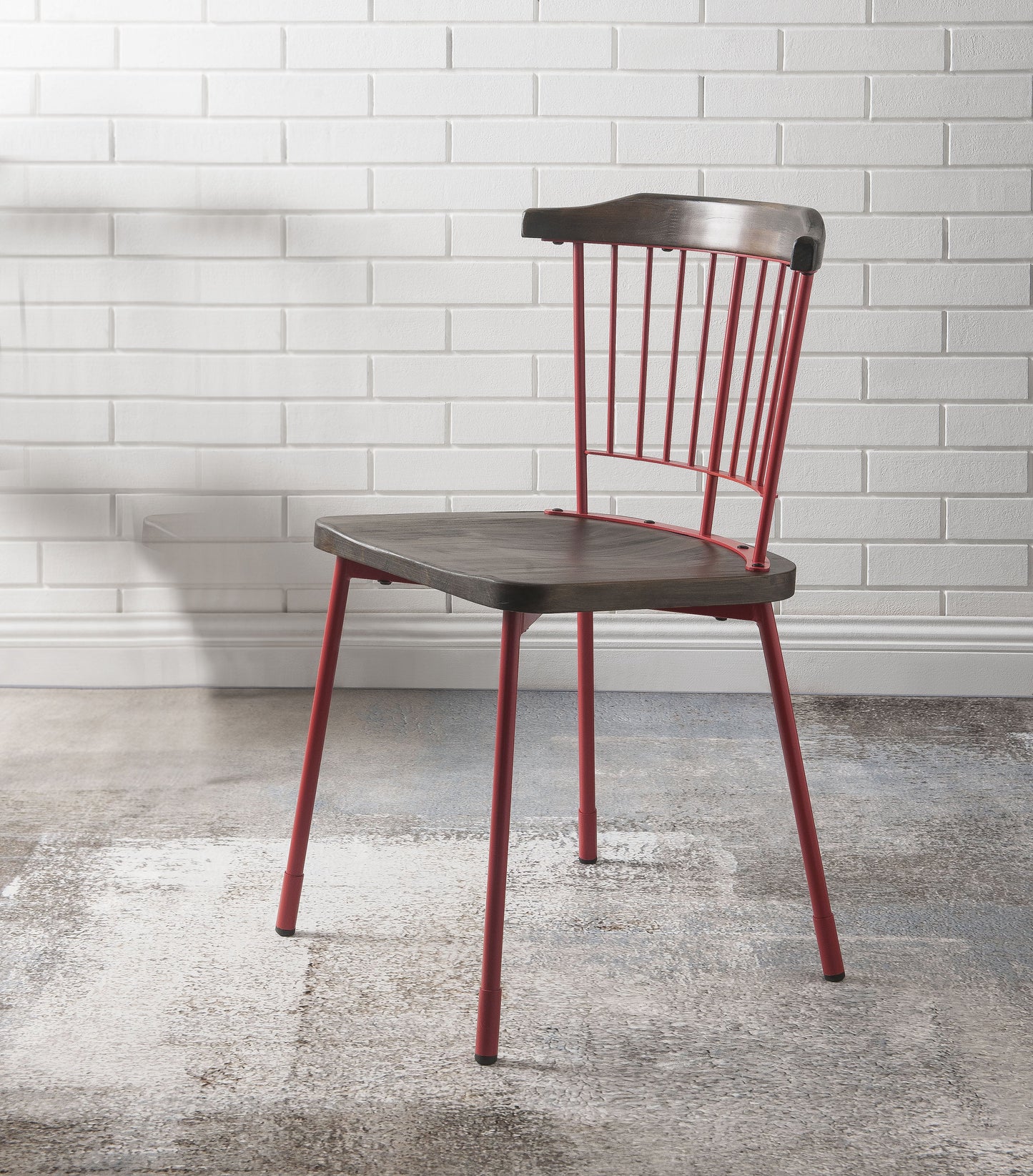 Orien Red & Brown Oak Side Chair ACME East