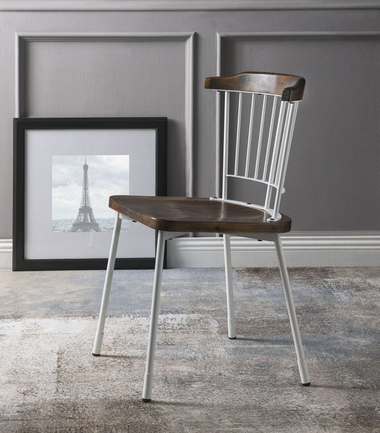 Orien White & Brown Oak Side Chair ACME East