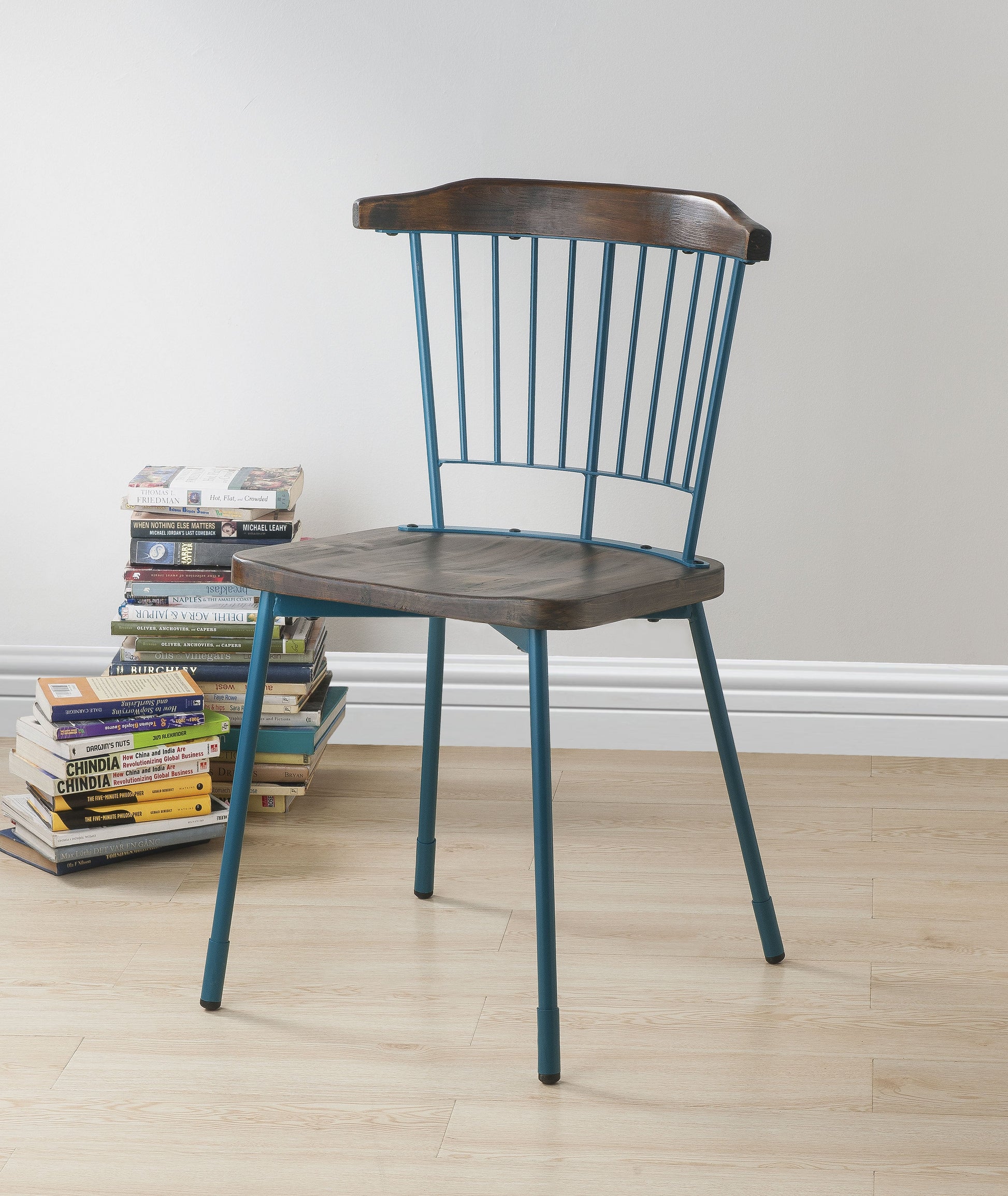 Orien Teal & Brown Oak Side Chair ACME East