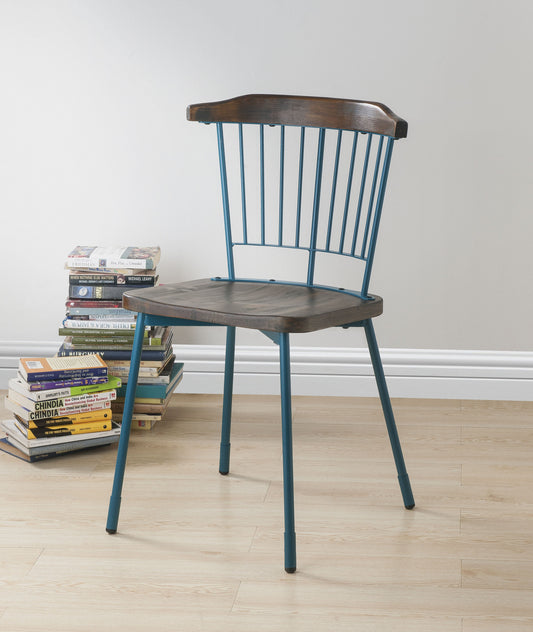 Orien Teal & Brown Oak Side Chair ACME East