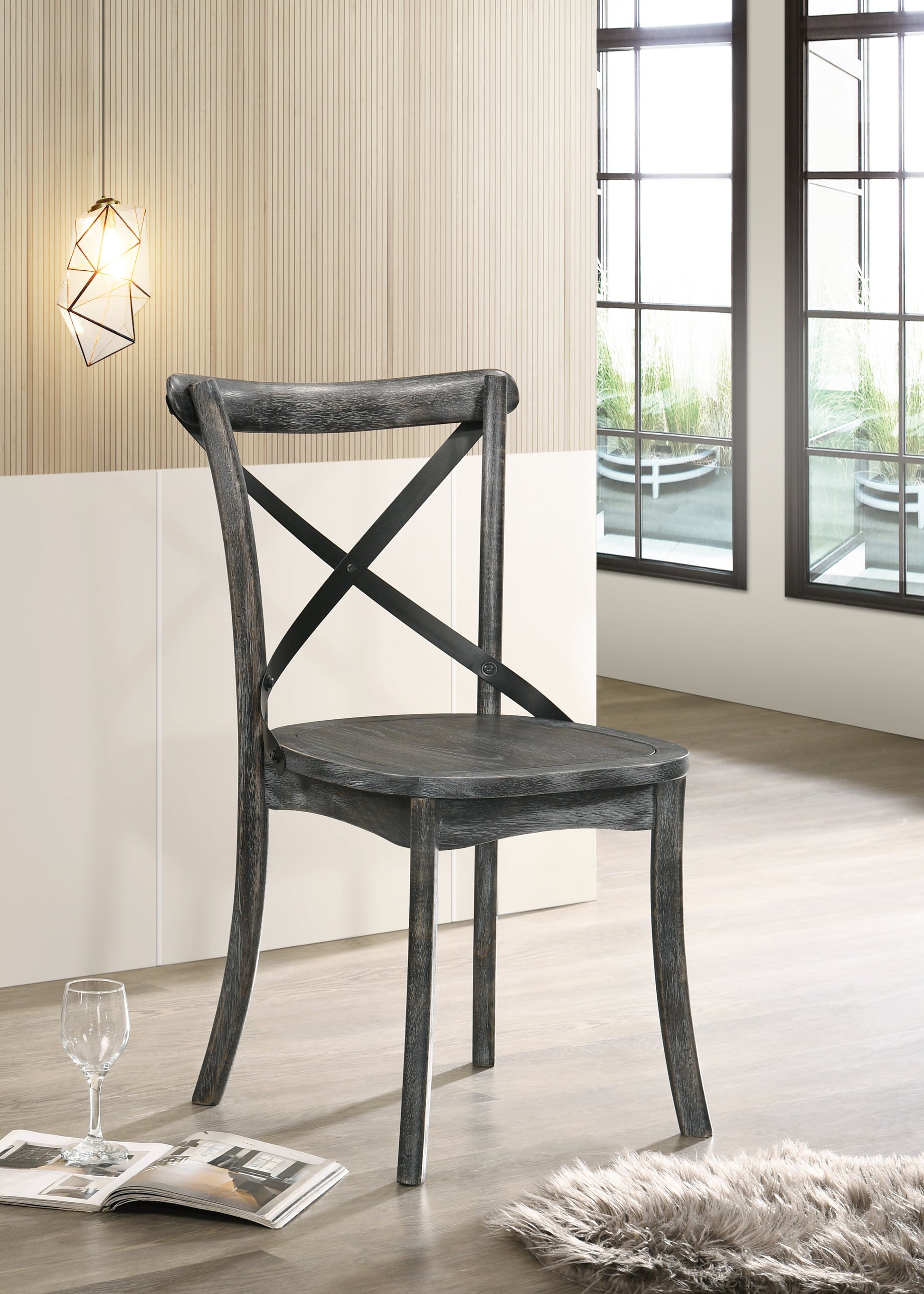 Kendric Rustic Gray Side Chair ACME East