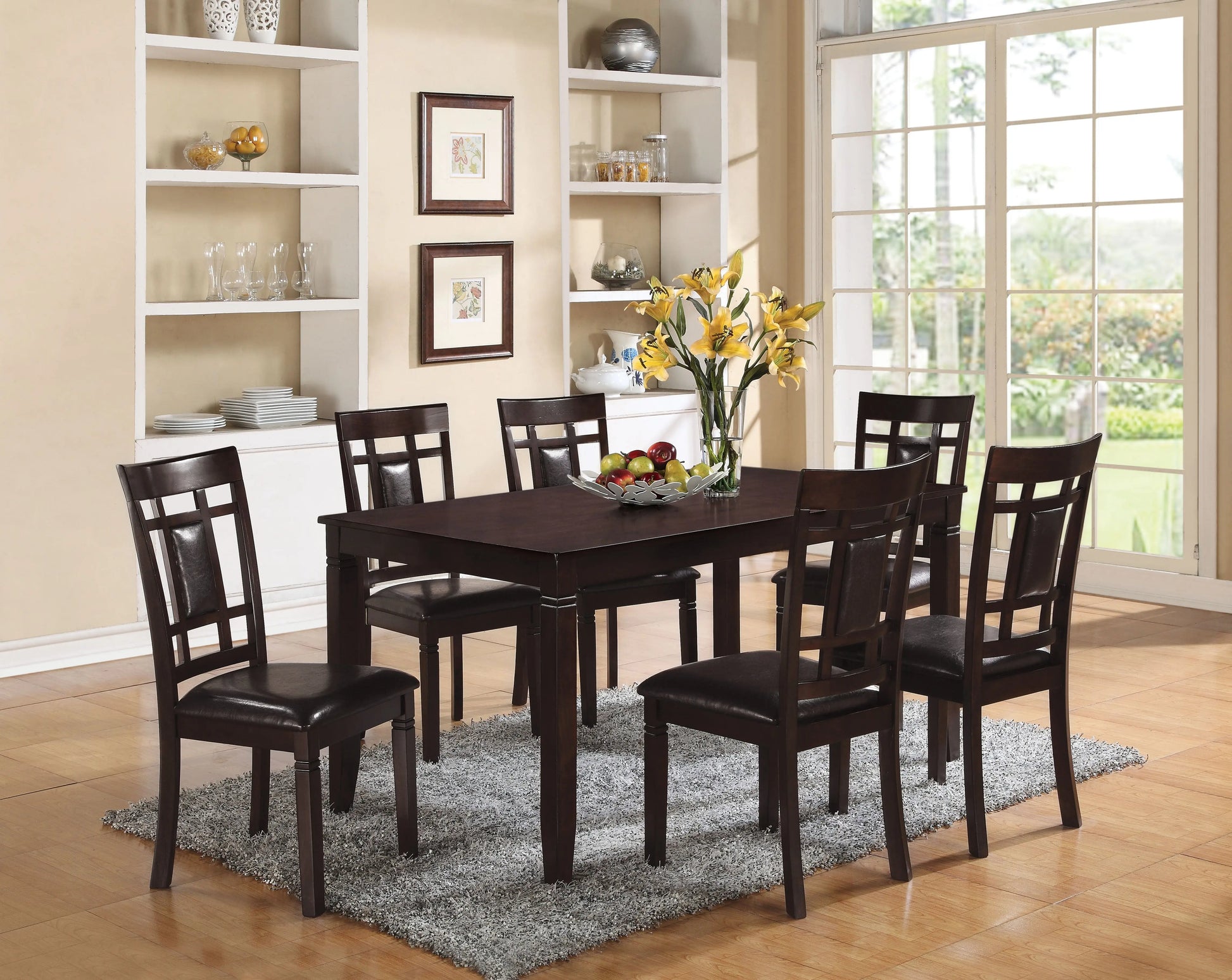 Sonata Espresso & Espresso PU Dining Set (7Pc Pk) ACME East