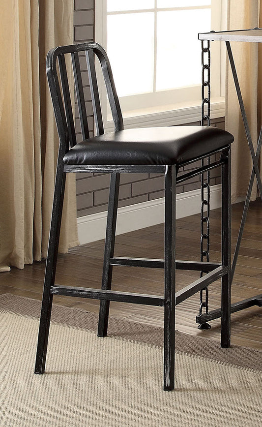 Acme Furniture Jodie Bar Chair in Black PU and Antique Black (Set of 2) 71992 ACME East