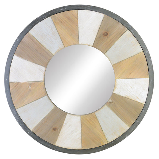 Wooden Wall Mirror - Light Brown Classy Art