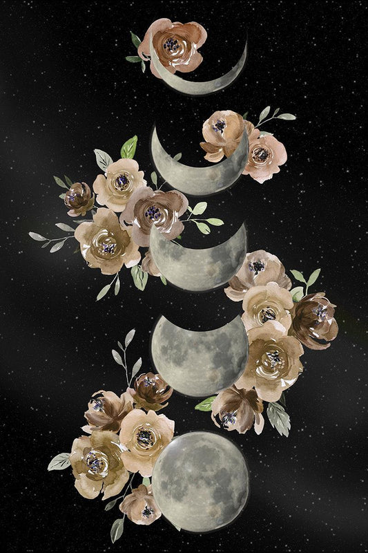 Bohemian Lunar Phases By Daniela Santiago (Small) - Black Classy Art