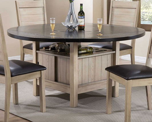 Acme Furniture Ramona Square/Round Dining Table in Dark Walnut And Antique Beige 72005 ACME East