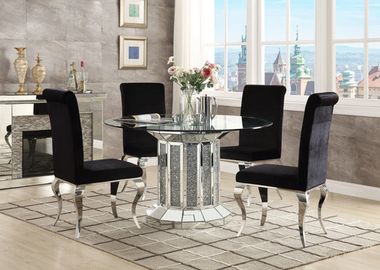 Noralie Mirrored & Faux Diamonds Dining Table ACME East