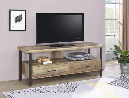 Rustic Weathered Pine 60" TV Console Coaster Z2 Premium