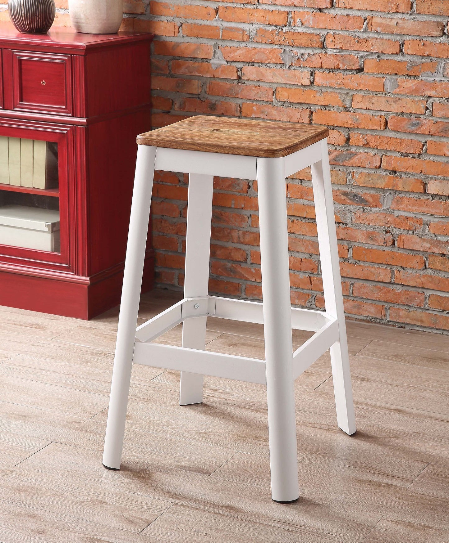 Jacotte Natural & White Bar Stool (1Pc) ACME East