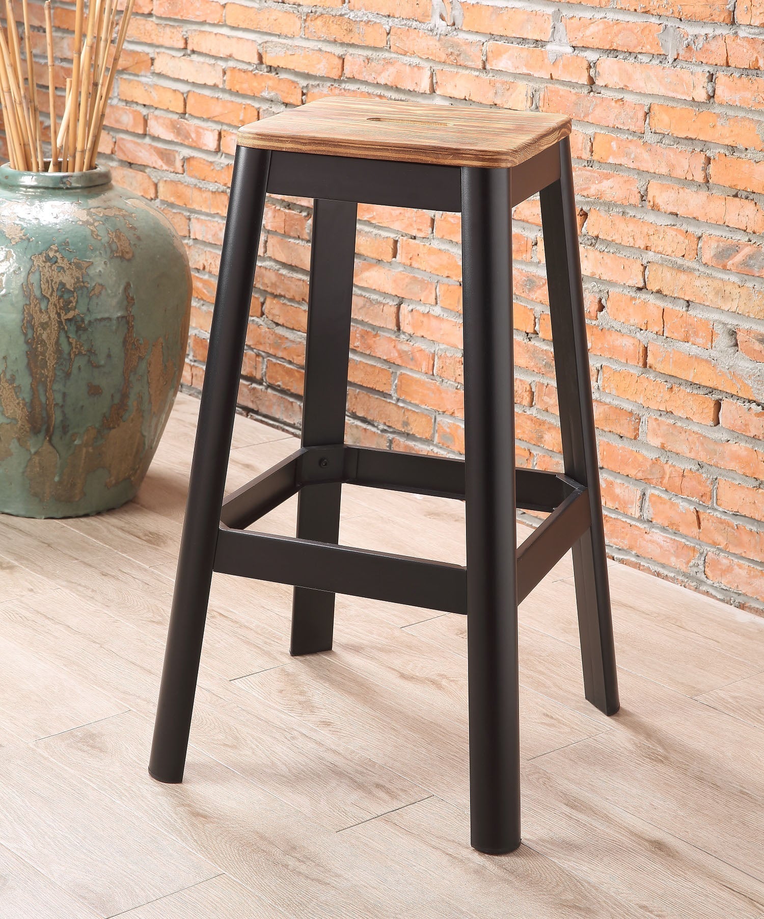 Jacotte Natural & Black Bar Stool (1Pc) ACME East