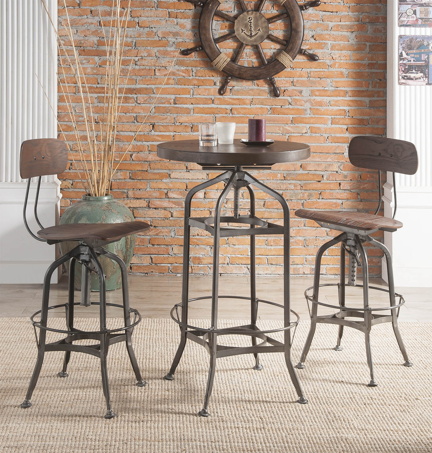 Kaeso Walnut & Gunmetal Bar Table ACME East