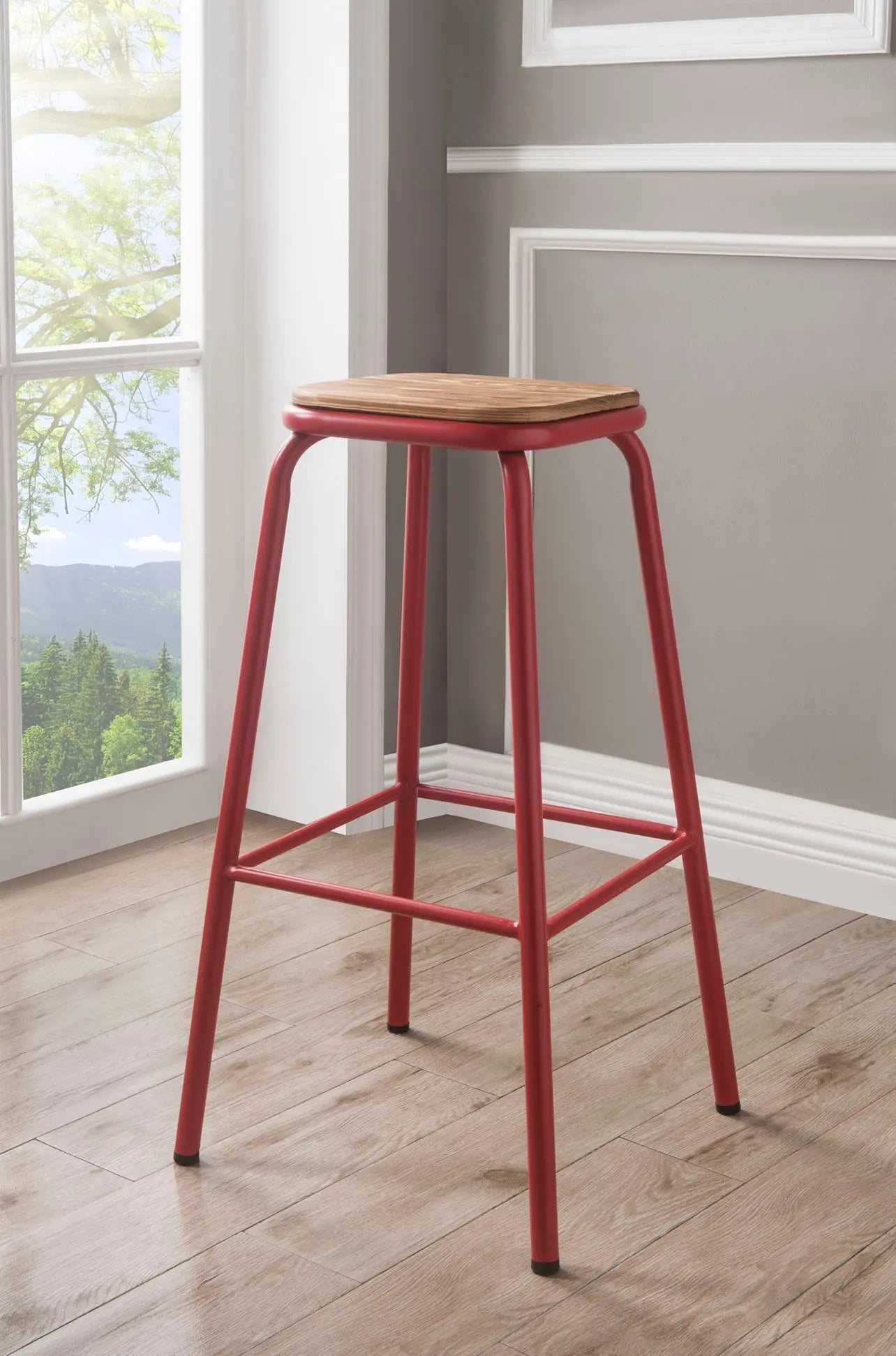 Scarus Natural & Red Bar Stool ACME East