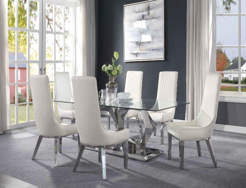 Gianna Clear Glass & Stainless Steel Dining Room Set ACME East