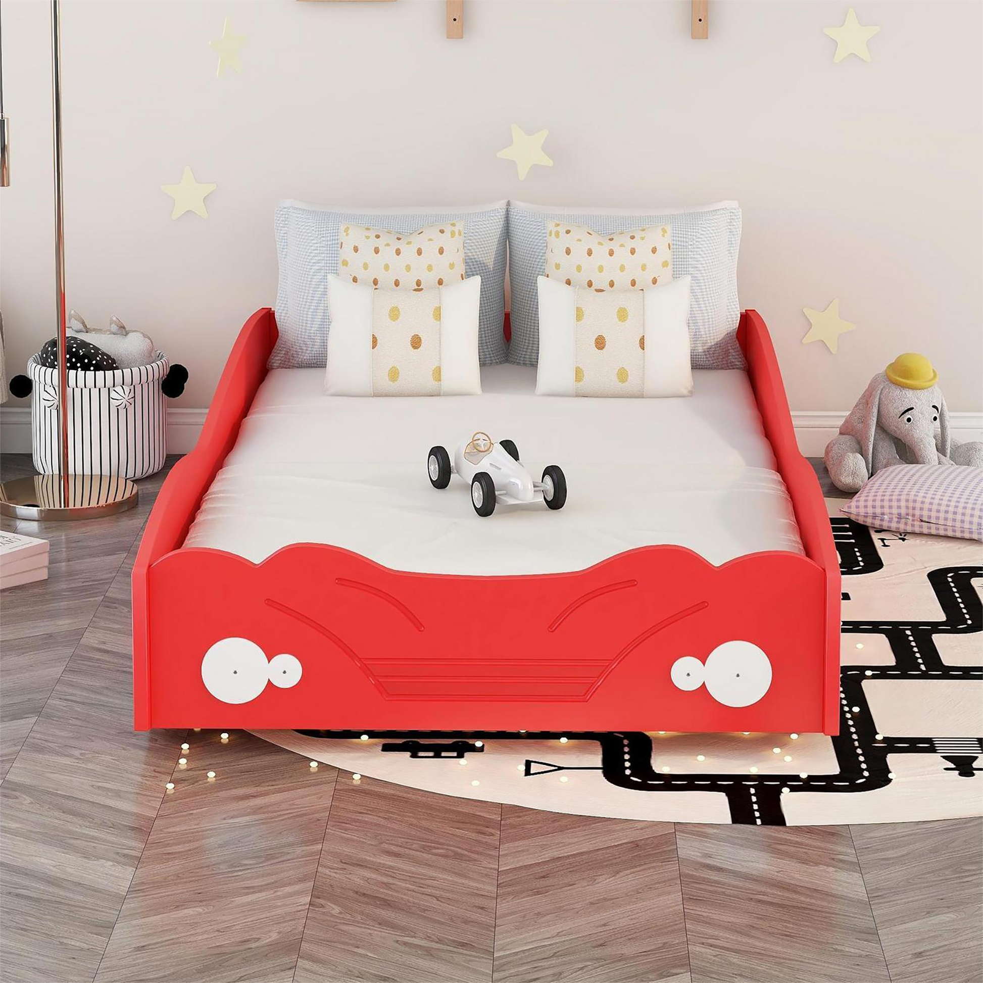 Twin Size Car-Shaped Platform Bed, Red House to Home Furnishings LLC