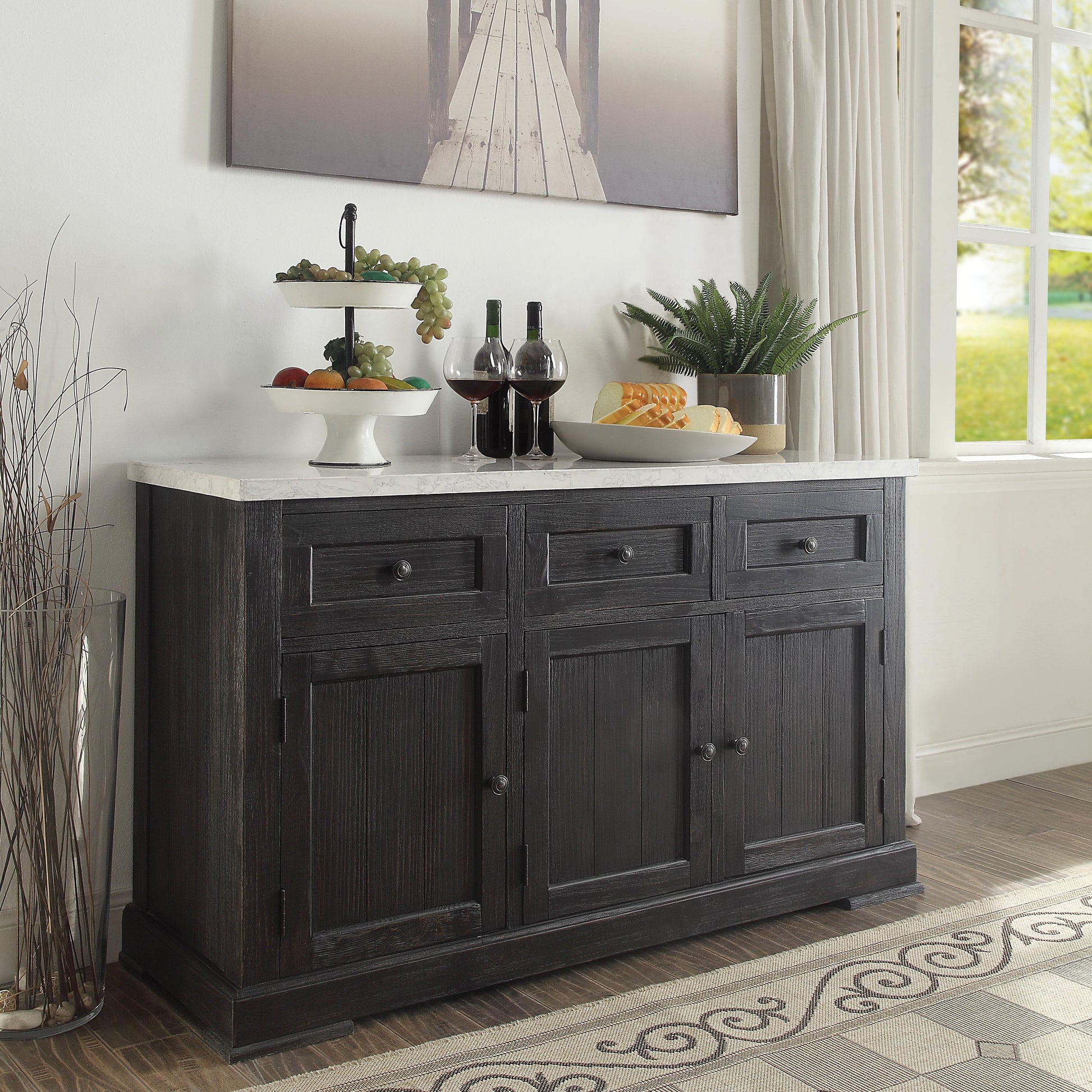 Nolan White Marble & Salvage Dark Oak Server ACME East