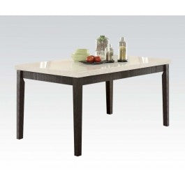 Acme Nolan Rectangular Dining Table in White Marble/Weathered Black 72850 ACME East