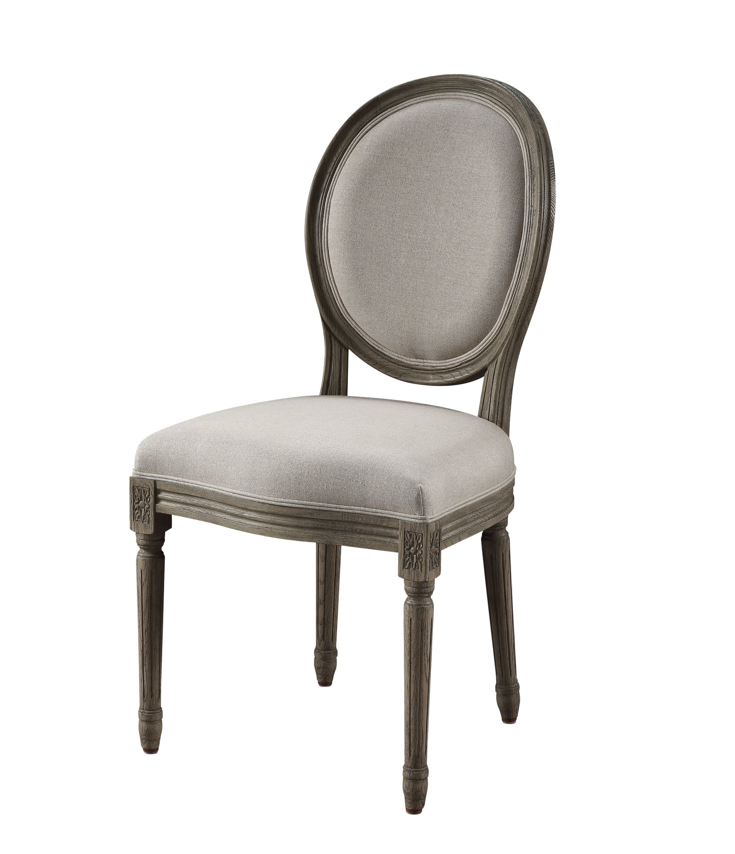 Ruby Linen & Rustic Gray Oak Side Chair ACME East