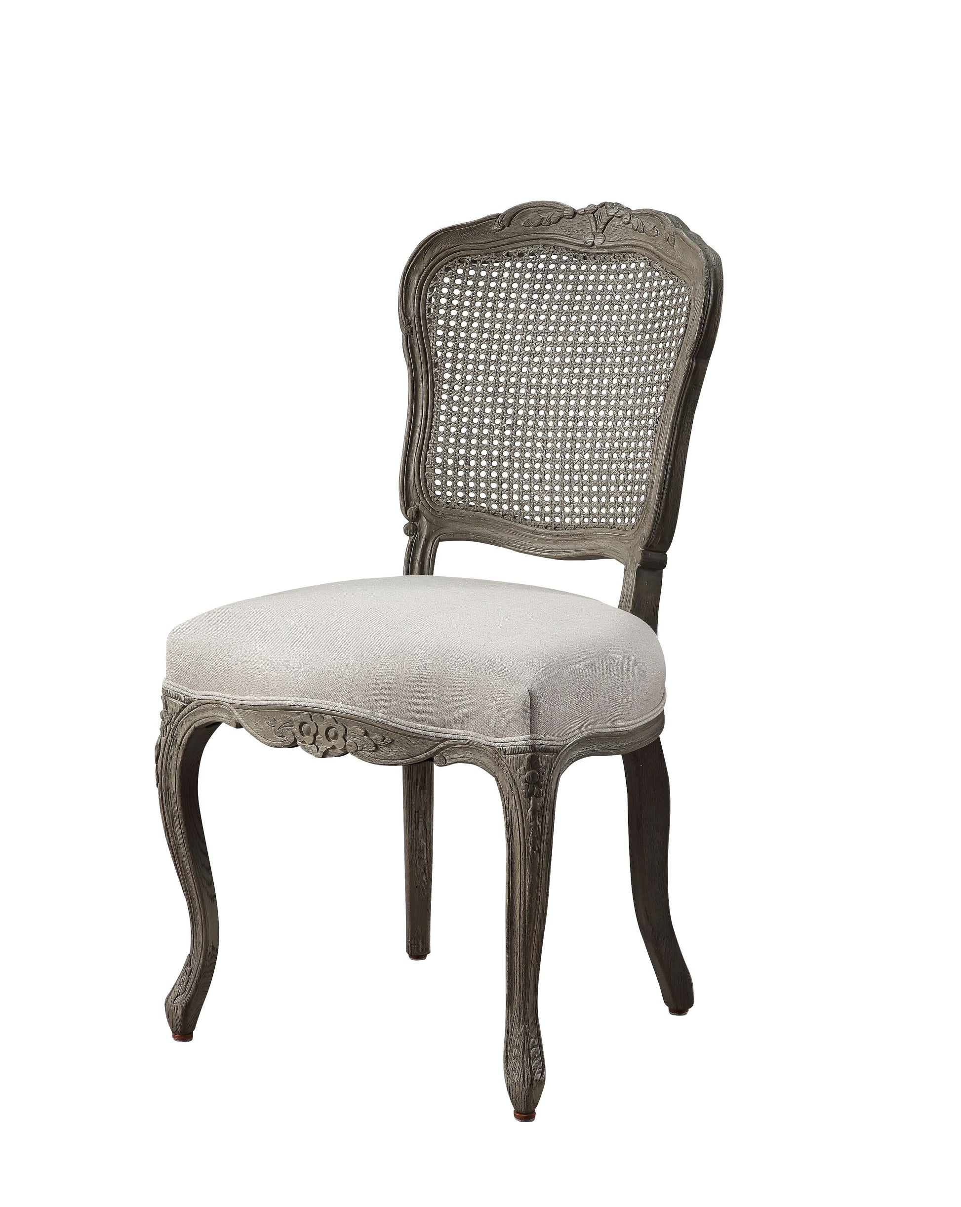 Ruby Linen & Rustic Gray Oak Side Chair ACME East