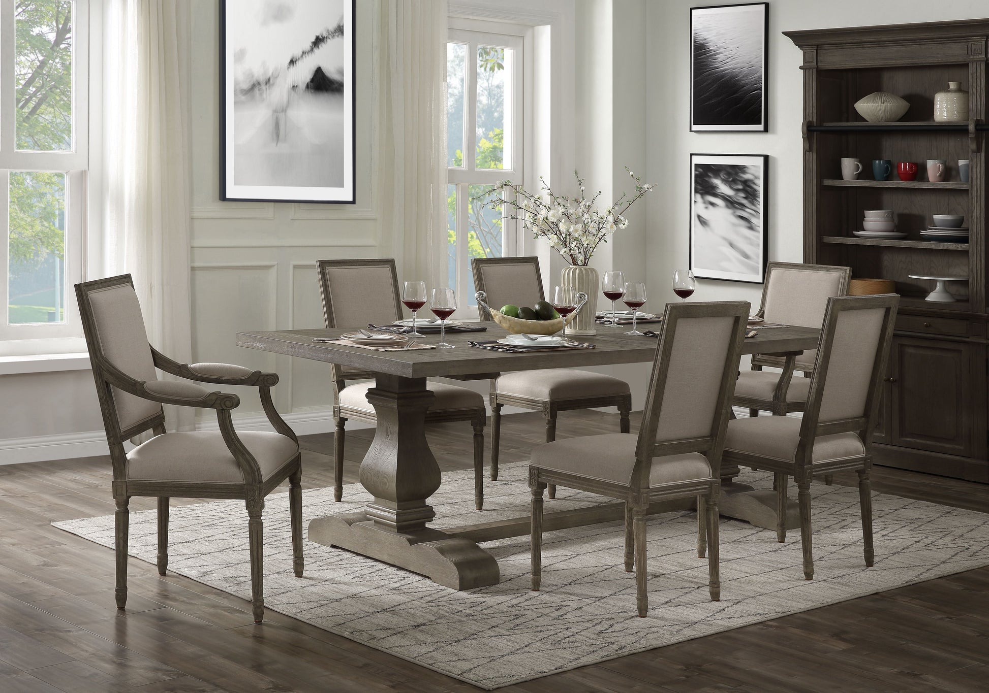 Ruby Rustic Gray Oak Dining Table ACME East