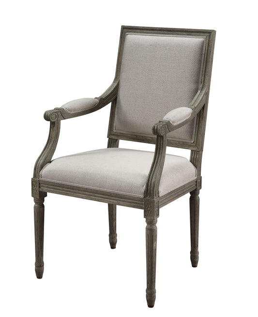 Ruby Linen & Rustic Gray Oak Arm Chair (1Pc) ACME East