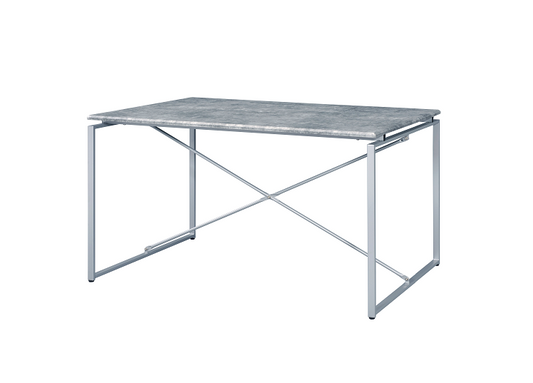 Jurgen Faux Concrete & Silver Dining Table ACME East