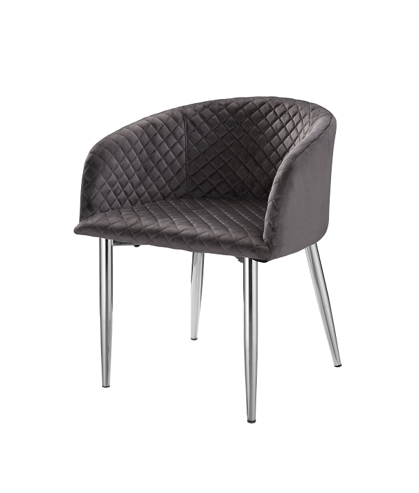 Hawkins Gray Velvet & Nickel Arm Chair ACME East