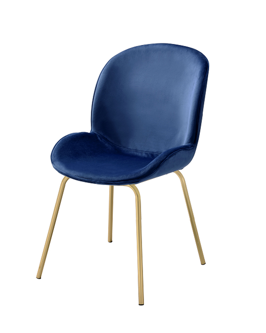 Chuchip Blue Velvet & Gold Side Chair ACME East