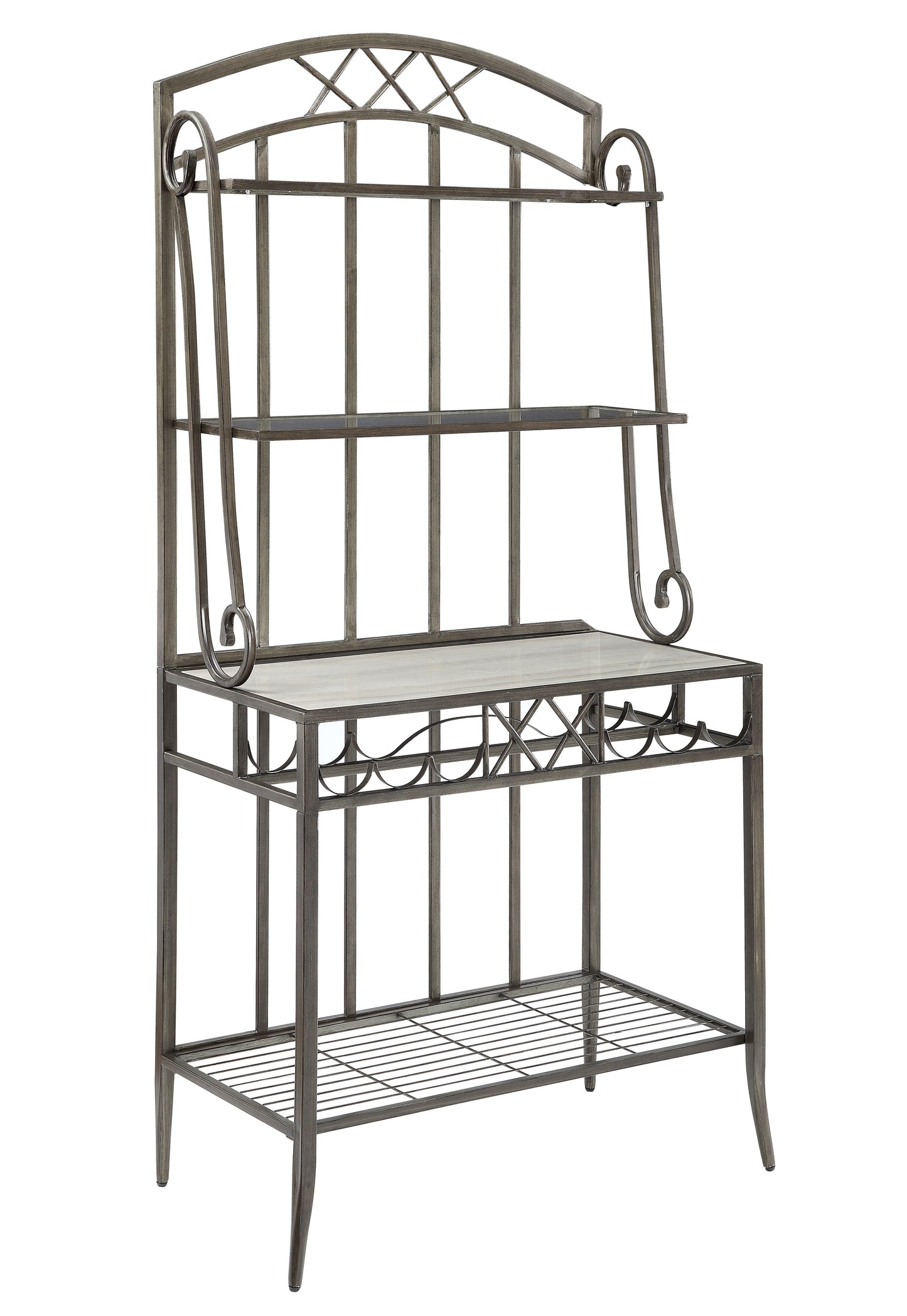 Aldric Faux Marble & Antique Baker's Rack ACME East