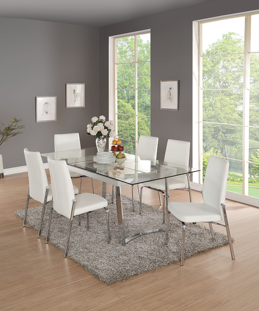 Osias Chrome & Clear Glass Dining Table ACME East