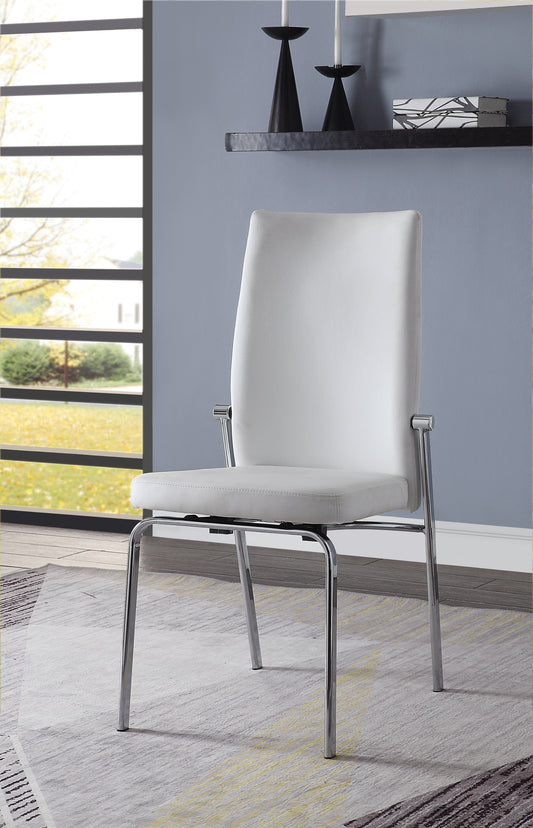 Osias White PU & Chrome Side Chair ACME East