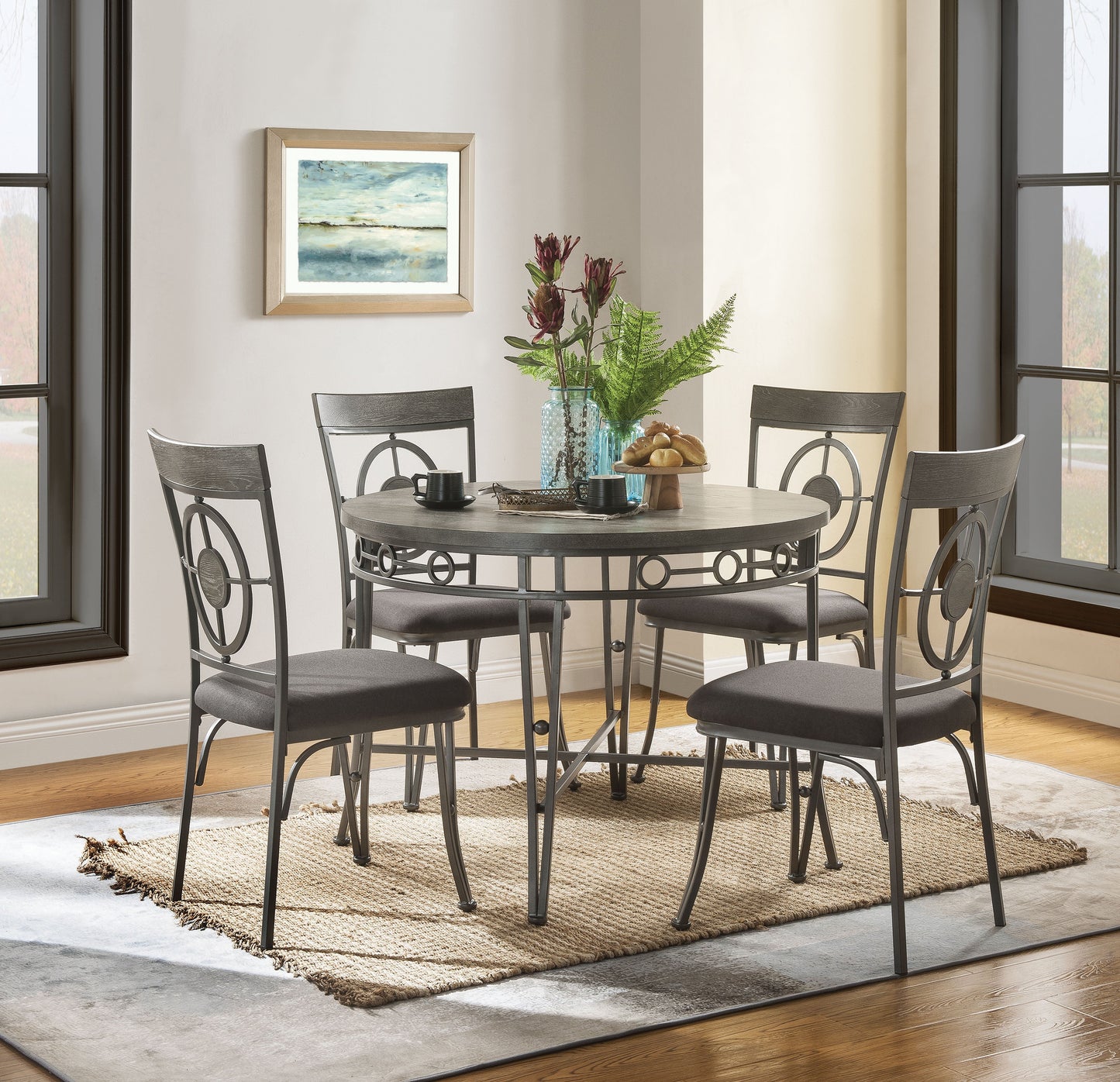 Landis Oak & Gunmetal Dining Table ACME East