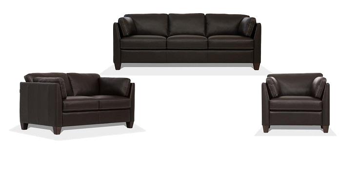 Matias Chocolate Leather 3-Piece Living Room Set ACME East