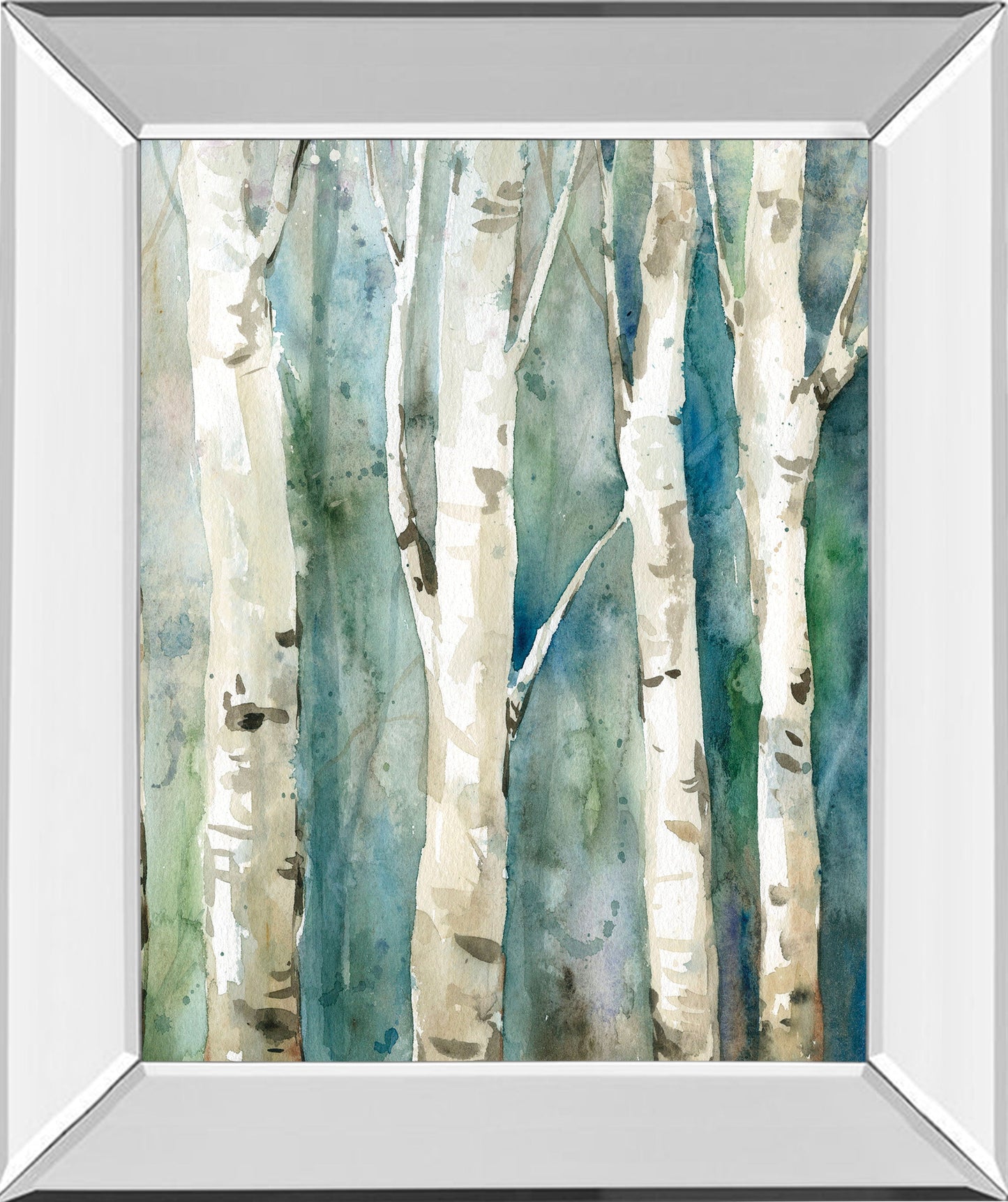 River Birch Il By Carol Robinson - Mirror Framed Print Wall Art - Blue Classy Art