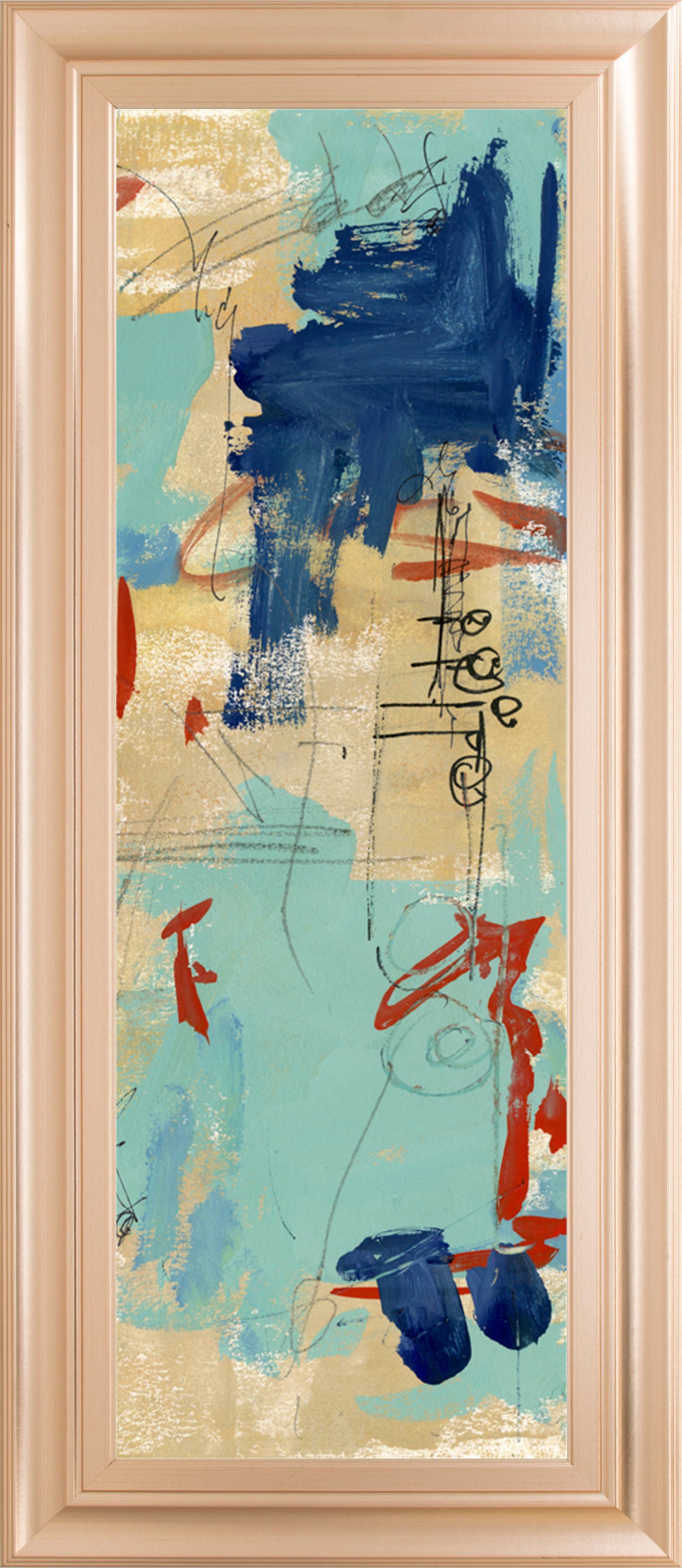 Composition 4a By Melissa Wang - Framed Print Wall Art - Blue Classy Art