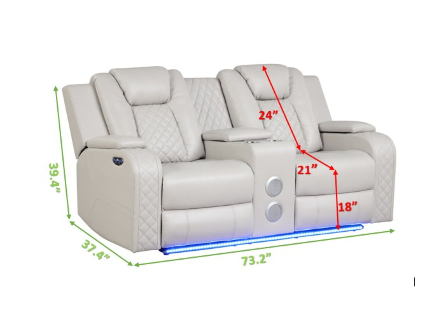 Benz LED & Power Recliner 2 PC Made With Faux Leather in Ice House to Home Furnishings LLC