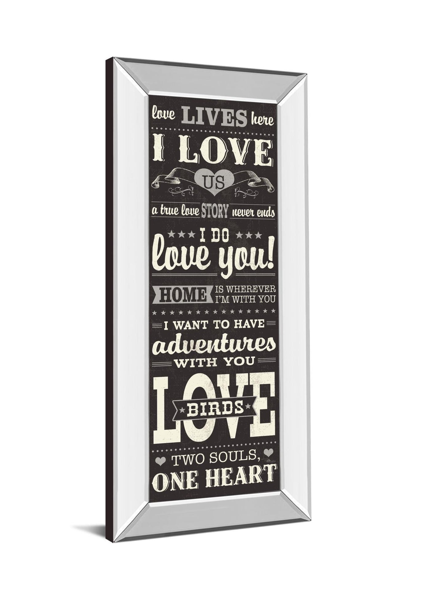 L-o-v-e Ill By Pela Studio - Mirror Framed Print Wall Art - Balck - Black Classy Art