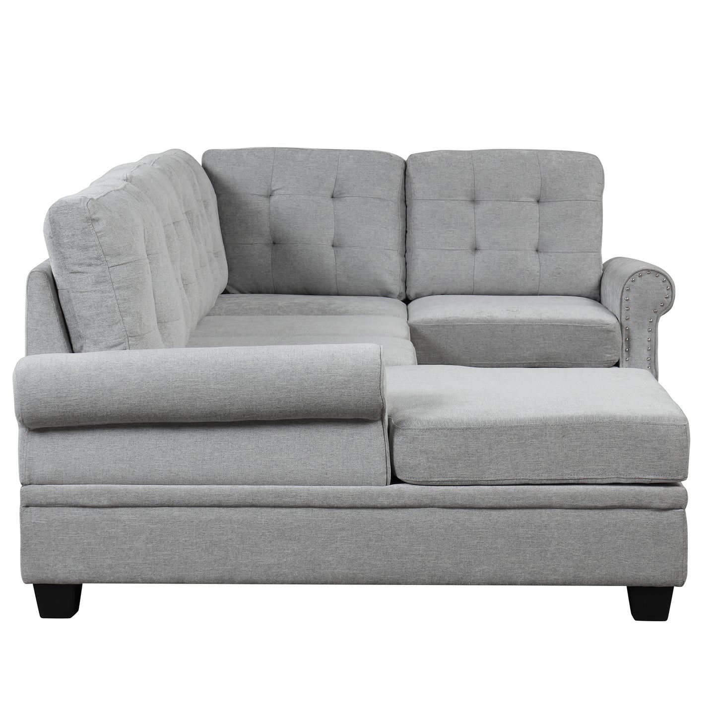 120" Modern U-Shaped Corner Sectional Sofa Upholstered Linen Fabric Sofa Couch for Living Room, Bedroom, Gray House to Home Furnishings LLC