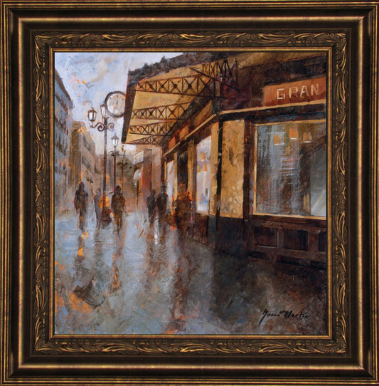 Gran Cafe By Noemi Martin - Framed Print Wall Art - Light Brown Classy Art