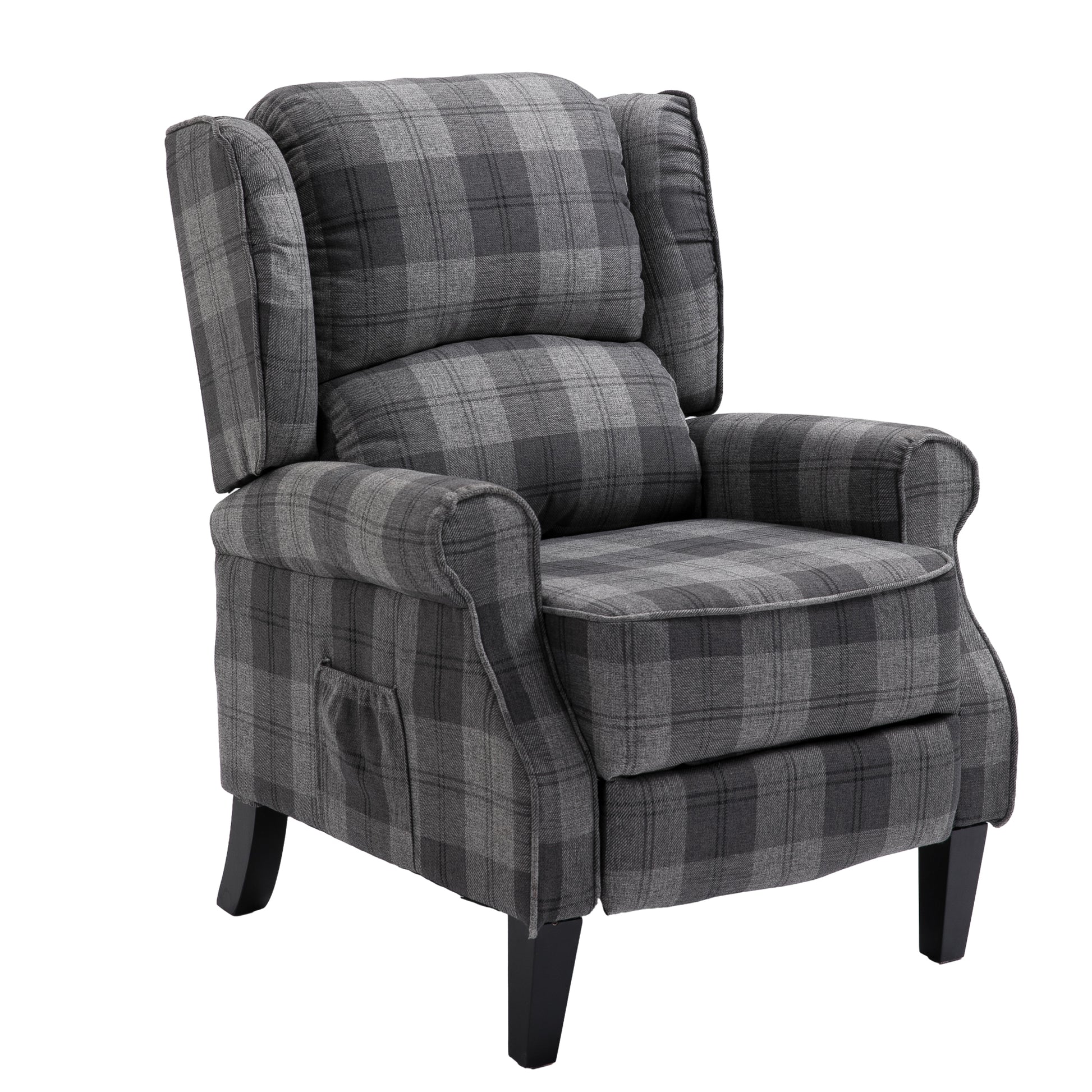 Vintage Armchair Sofa Comfortable Upholstered leisure chair / Recliner Chair for Living Room(Grey Check) House to Home Furnishings LLC