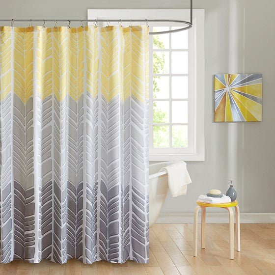 100% Microfiber Printed Shower Curtain Yellow Olliix.com