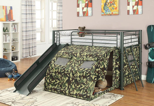 Camouflage Themed Glossy Green Loft Bed Coaster Z2 Premium