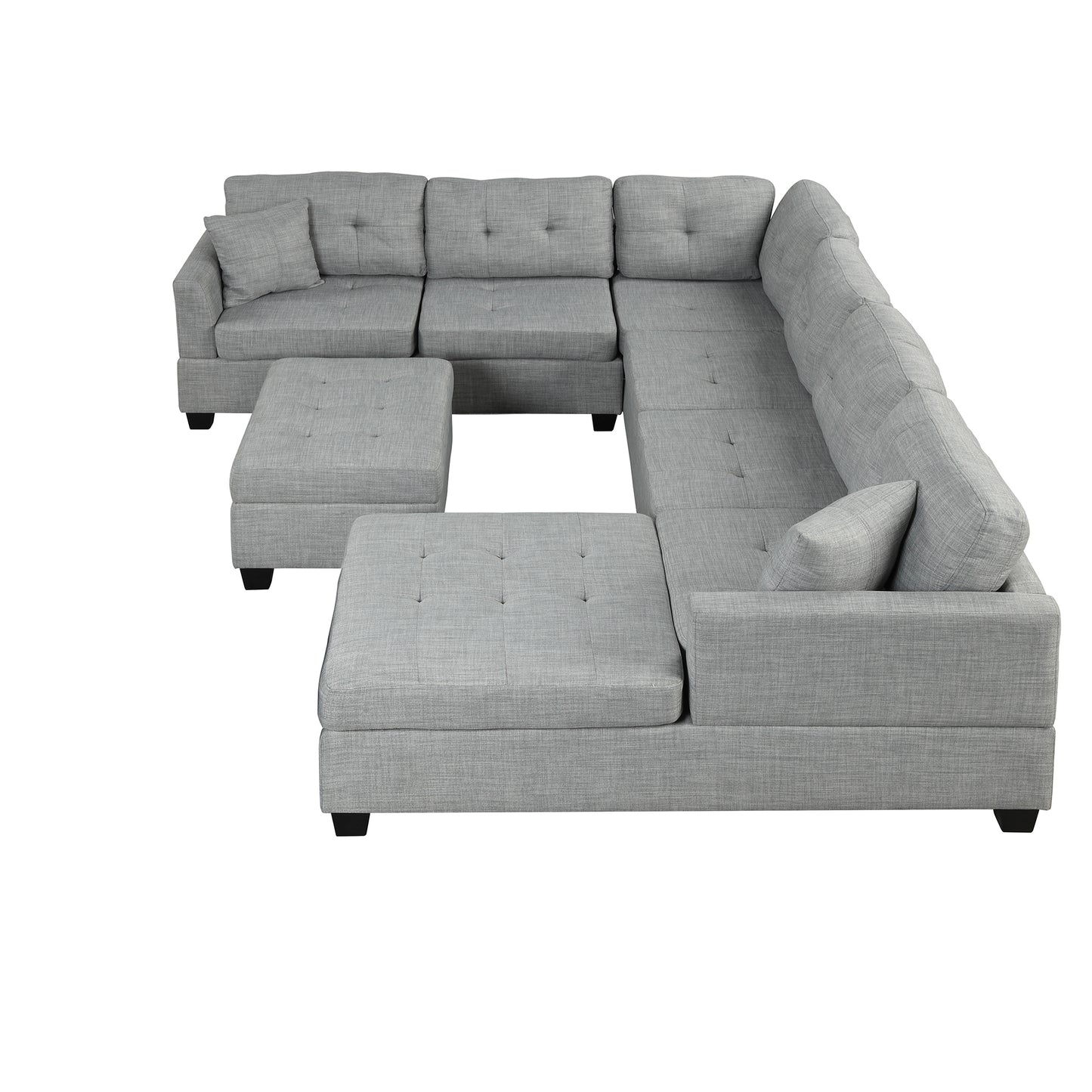 121.3" Oversized Sectional Sofa with Storage Ottoman, U Shaped Sectional Couch with 2 Throw Pillows for Large Space Dorm Apartment House to Home Furnishings LLC