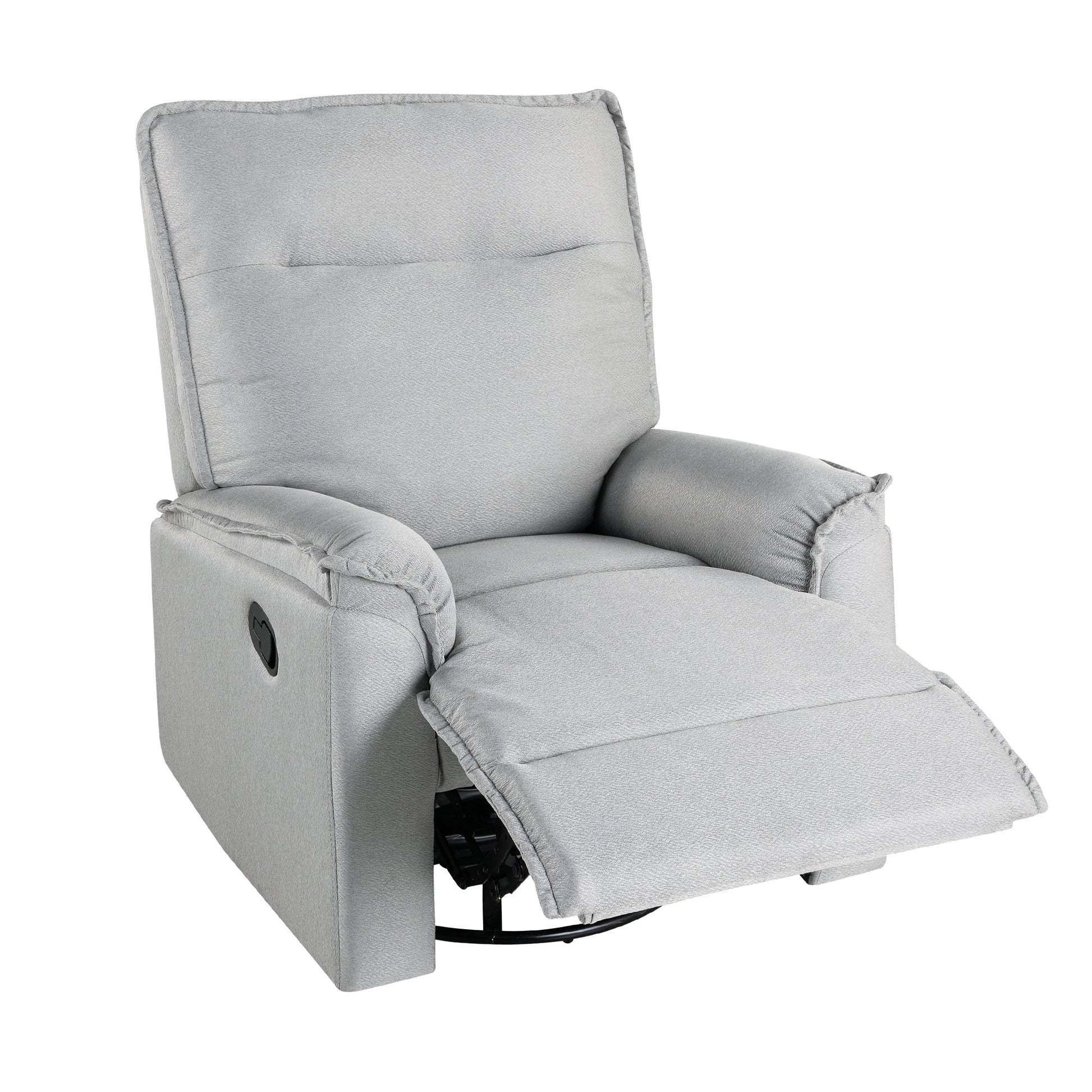 360° Degree Swivel Upholstered Manual Recliner Chair Theater Recliner Sofa Nursery Glider Rocker for Living Room, Grey House to Home Furnishings LLC