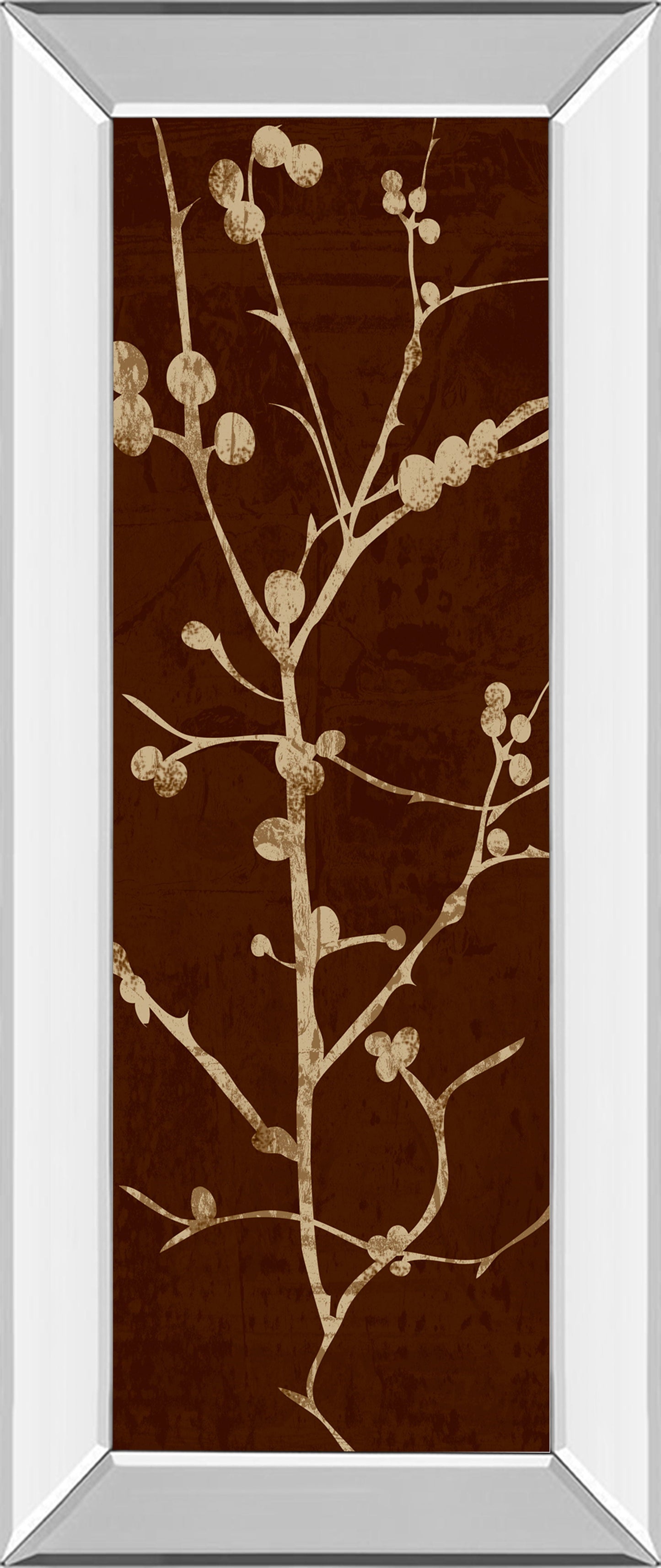 Branching Out Il By Diane Stimson - Mirror Framed Print Wall Art - Dark Brown Classy Art