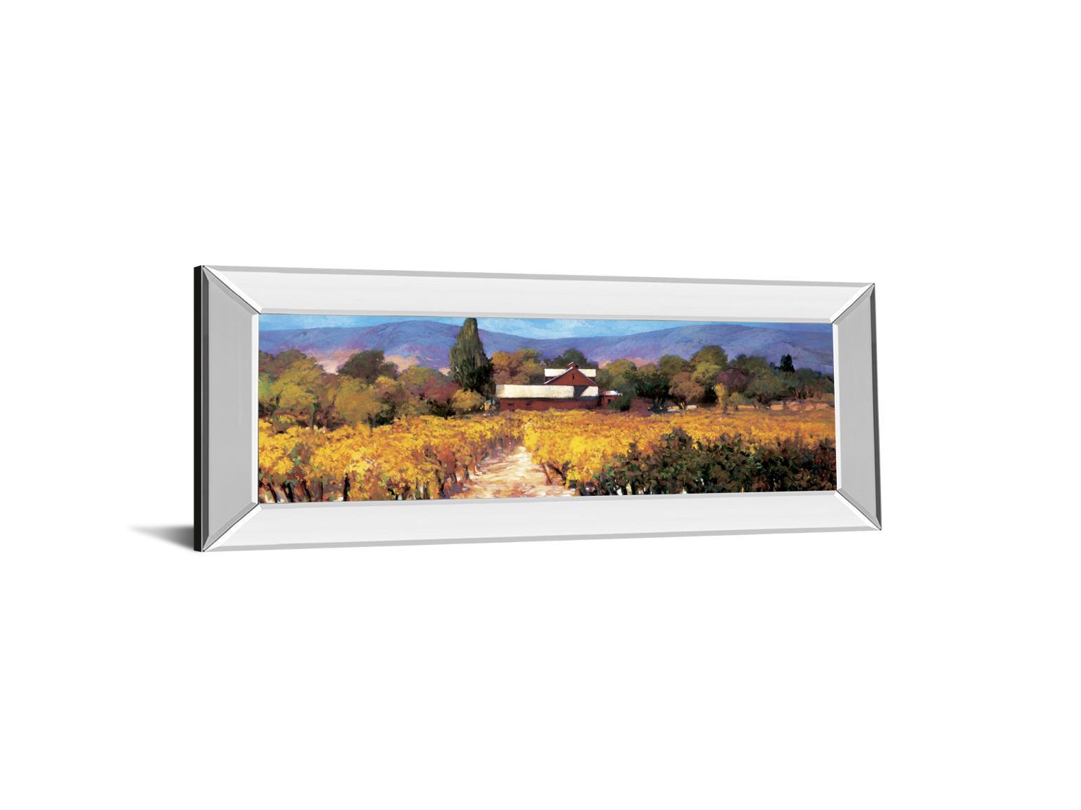 Vineyard Afternon By Craig P. - Mirrored Frame Wall Art - Yellow Classy Art