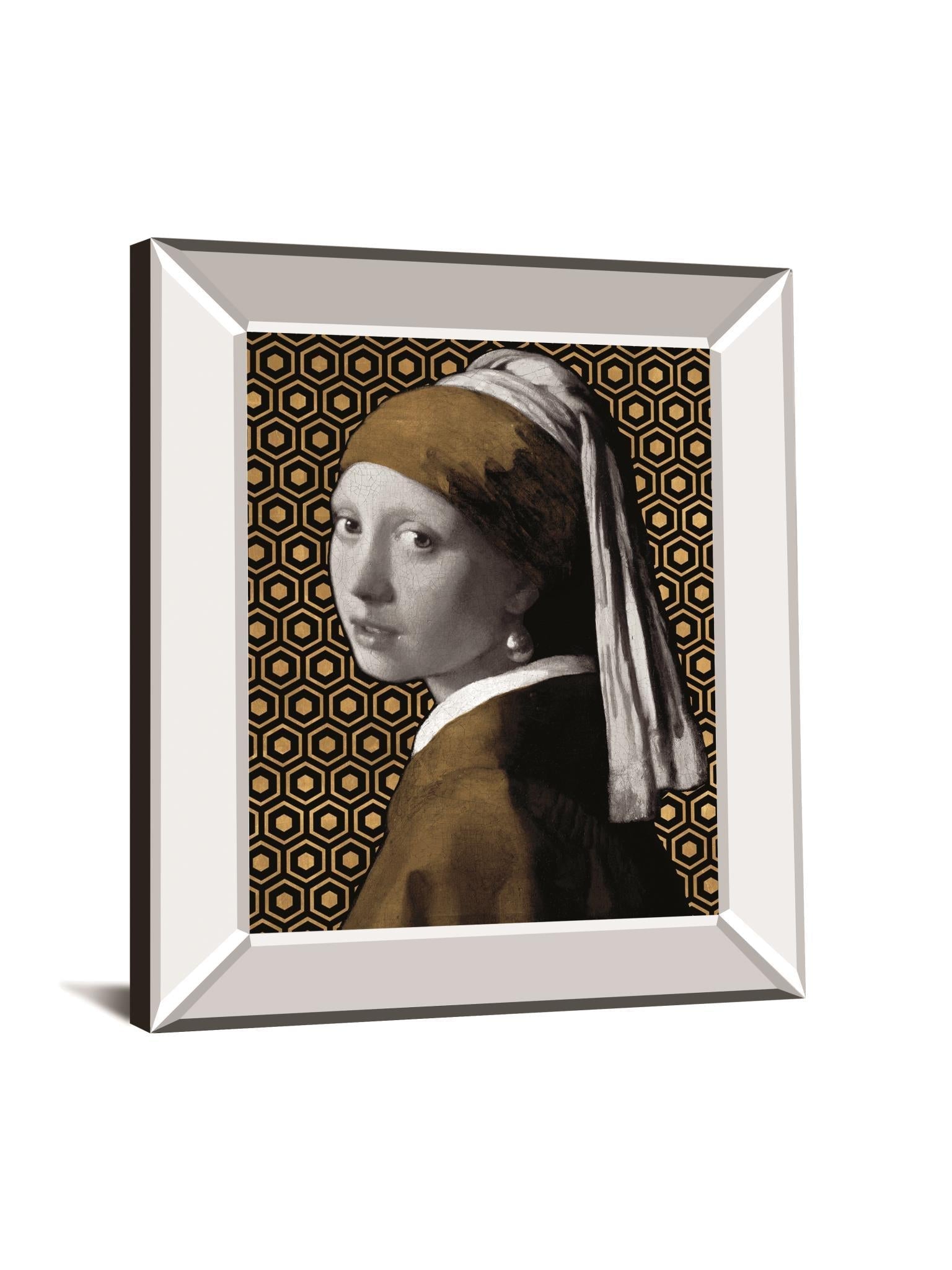 Gilded Earring (After Jan Vermeer) By Eccentric Accents - Mirror Framed Print Wall Art - Dark Brown Classy Art