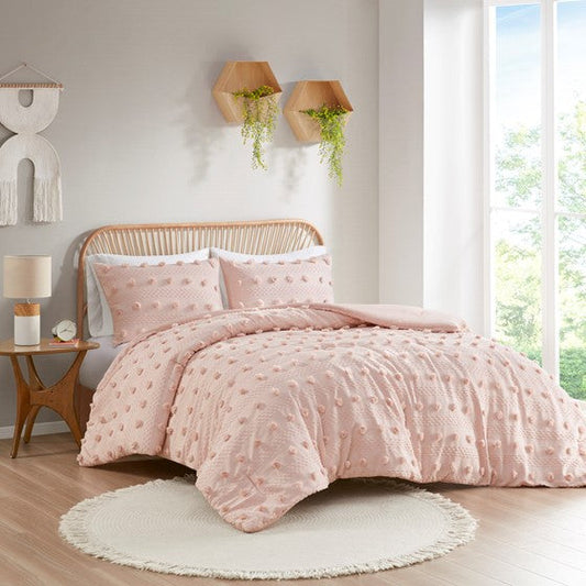 Clip Jacquard Comforter Set Pink Full/Queen Olliix.com