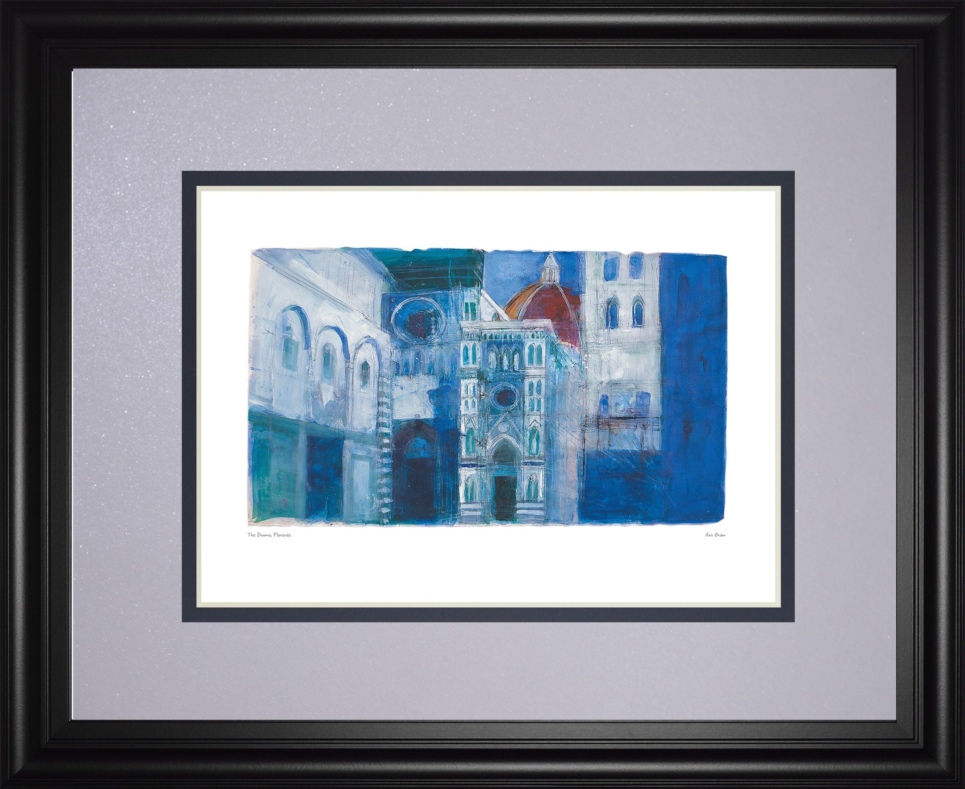 The Duomo, Florence By Ann Oram - Framed Print Wall Art - Blue Classy Art